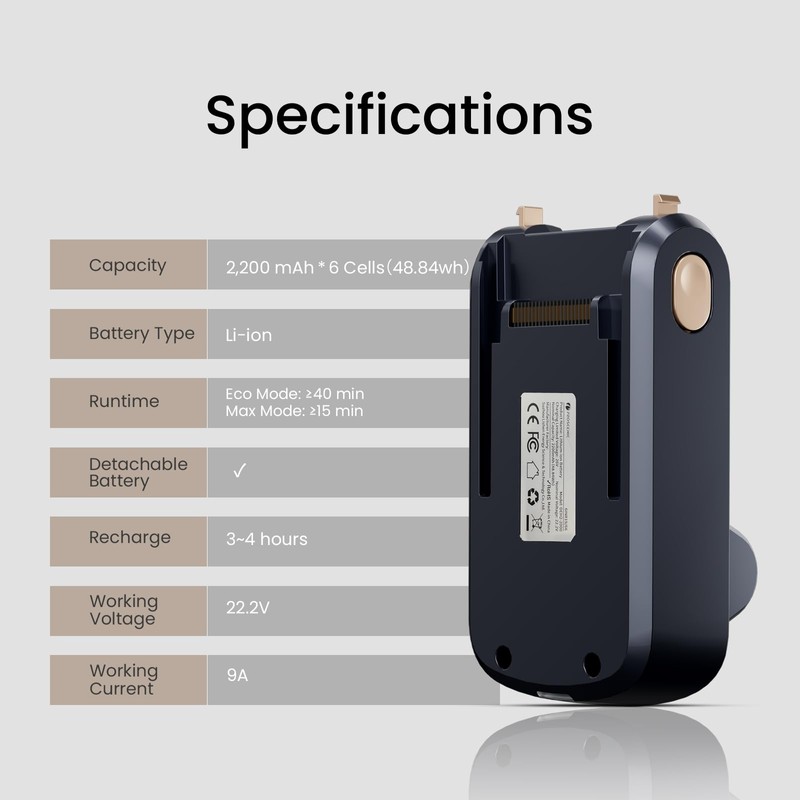 Proscenic Detachable Battery, Only Fit for P11 Lite Cordless Vacuum