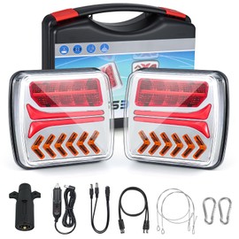 Wireless Trailer Lights,Magnetic Tow Light,2PCS Rechargeable LED Trailer Lights for Towing,Portable Tail Tow Light Kit for Trucks,Trailers,Caravans,Campers,RVs,Boats,IP67 Waterproof