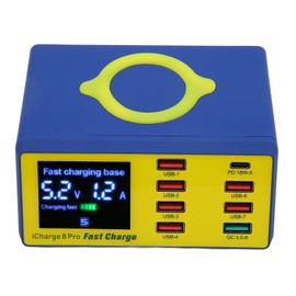 100w USB Charging Station with QC3.0 PD Fast Charging Interface Wireless Charging 8 Port USB Hub for Home Office Desktop 100‑240V UK Plug