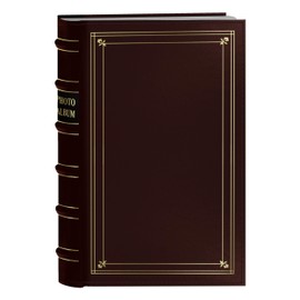 Pioneer Photo 204-Pocket Ring Bound Photo Album for 4 by 6-Inch Prints, Burgundy Bonded Leather with Gold Accents Cover