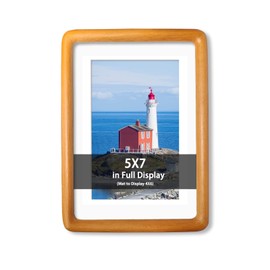 RRQKMBO 5x7 Natural Solid Wood Picture Frames, HandCrafted Photo Frame with Mat to 4x6, Rounded Corner Wooden Frames Vertical or Horizontal Display(Teak)