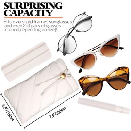Eyeglass Case Eye Glasses Case Soft for Women Men Travel Large Oversized Frame Sunglasses Case Pouch Bag Eyeglass Holder White