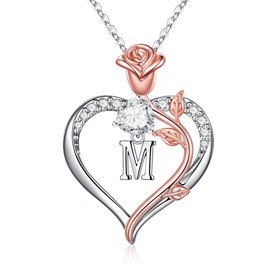 STORUP Valentines Day Gifts for Her - Heart Initial Necklaces for Women Letter M Necklace for Women Valentines Day Gifts Anniversary Birthday Gifts for Women Wife