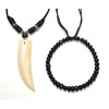BOYS MENS NECKLACE AND BRACELET GIFT SET -FAKE WOLF SHARK