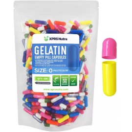 Capsules Express Size 0 Multi Color Empty Gelatin Gelcaps Pill Capsules Caps Kosher Made In USA - 10,000