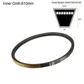 sourcing map A24 Drive V-Belts 24" Inner Length 13mm Width 8mm Thick JIS Standard A-Section Rubber Drive Industrial Transmission Belt
