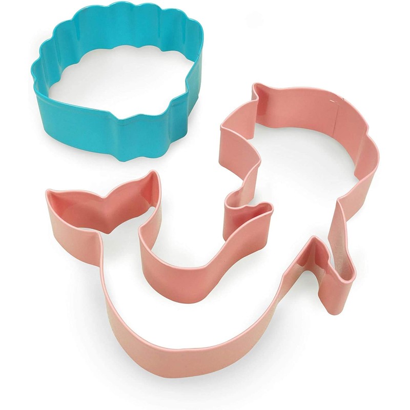 2 pc Coloured Metal Childrens Mermaid Cookie Cutters. Great Childrens