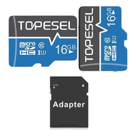 2 Tarjetas de Memoria Micro SDHC 16 GB Topesel con Adaptador SD