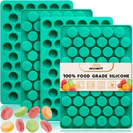 HKNMTT Round Candy Molds Silicone 4 Packs 220 cavities, Small Circle Gummy Chocolate Making Kit Ice Mint Column Moulds for Keto Snacks Non-stick for DIY Homemade Treats