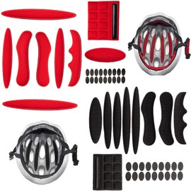 mohito 2 Sets Universal Bicycle Helmet Pads, Bicycle Helmet Pads, Bicycle Foam Pad Safety Helmet Inner Padding Accessories for Bicycle, Motorcycle Bicycle Helmet (Black + Red)