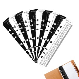 prota Pack of 10 A5 Ruler Bookmark Notebook Binder Ruler Ruler Plastic Page Marker Bag Page Finder for A5 Format 6 Hole Binder Notebook Diary Black + Clear