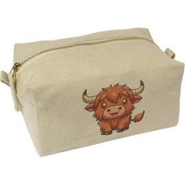 'Cute Highland Cow' Canvas Wash Bag/Makeup Case (CS00042203)