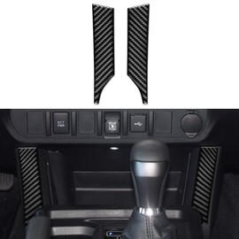NVCNX Real Carbon Fiber Compatible with Toyota Tacoma 2016-2023 2017 2018 2019 2020 2021 2022 Accessories Car Center Storage Box Strip Cover Interior Trim Sticker Decal Black 2PCs