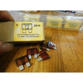 W&E SALES COMPANY AUTOMOTIVE FUSE FUSES BLADE TYPE 7.5 AMP LOT OF 5X BROWN #2808 5PCS LOT