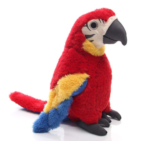 Levenkeness Macaw Parrot Plush, Red Bird Stuffed Animal Plush Toy Doll Gifts for Kids 9.8"