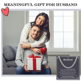 ACOGVN Valentines Day Gifts for Husband Cuban Link Chain Necklace for Men, Fathers Day Birthday Anniversary Christmas Stainless Steel Jewelry Gifts for My Husband Him from Wife, 22inches