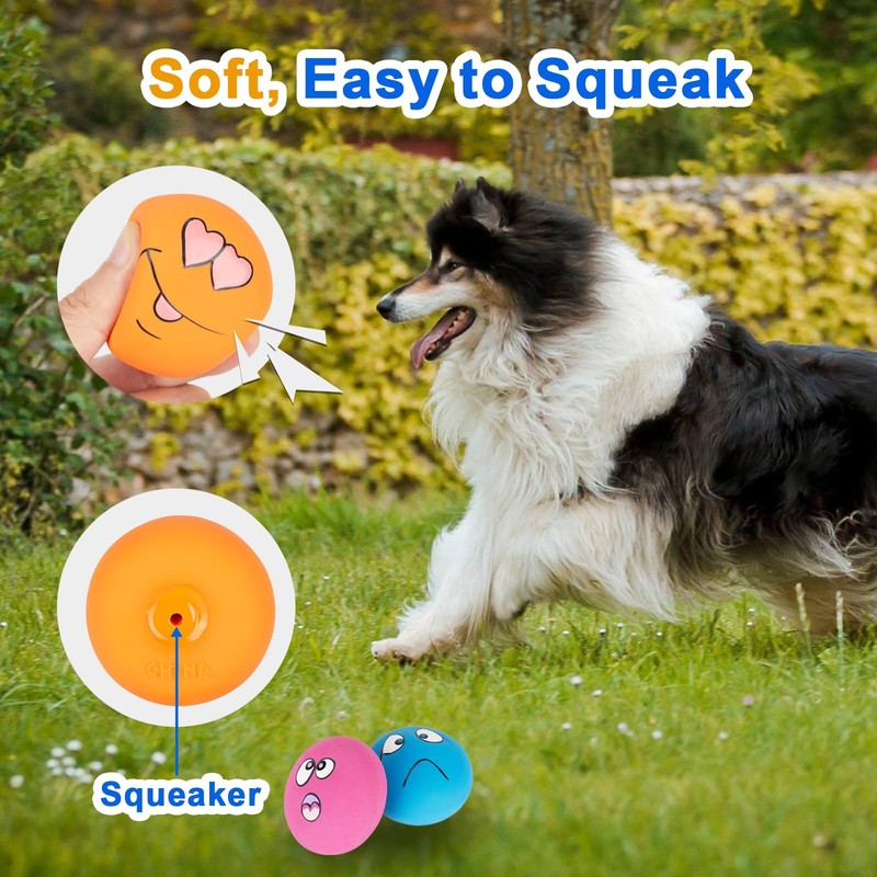 gulucute Dog Squeaky Toys Fun Facial Expression Latex Squeaky Dog