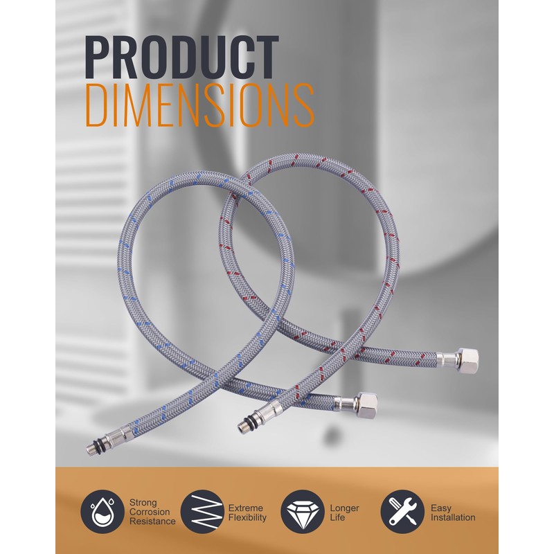 Faucet Supply Lines: WOWOW 40" Bathroom Sink Faucet Hose, Braided