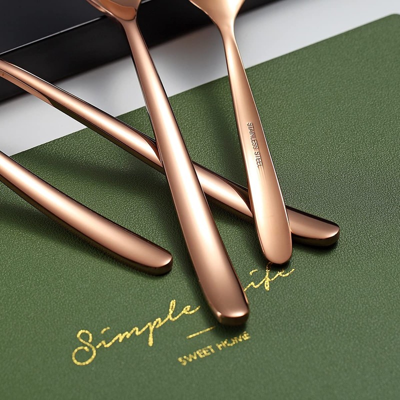 Copper Teaspoons, 6 Piece Spoons Silverware, Stainless Steel Small Spoons,