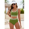 Bikini de cintura alta para mujer, estilo deportivo, estilo arcoíris,