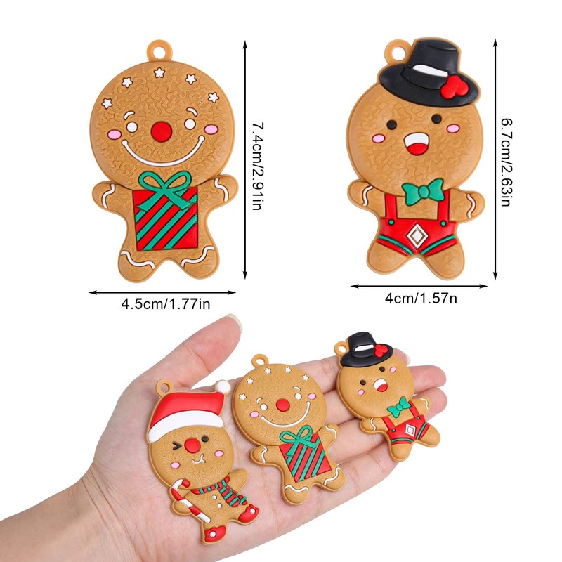 VEYLIN Christmas Gingerbread Ornaments,12 Pack Assorted Ginger Man Clay Figurine