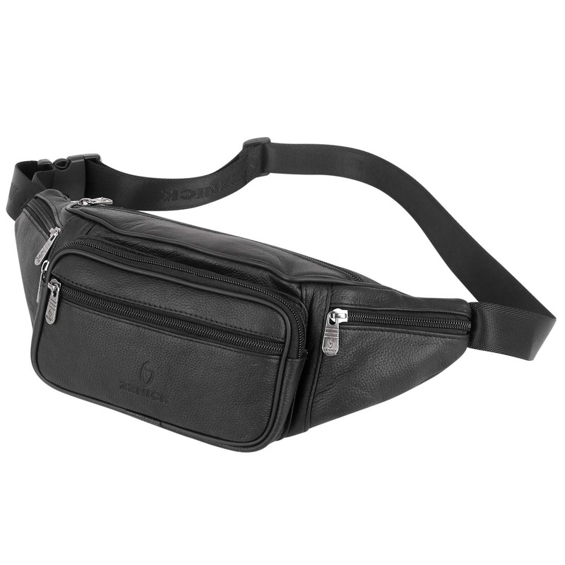 ZZNICK Genuine Leather Fanny Pack, Belt Bag, Multifunction Hip Bum