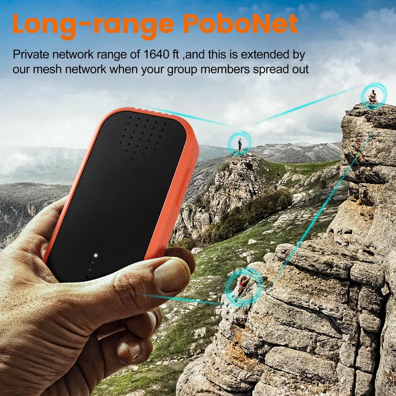 POBOVi Mesh Communicator Walkie Talkie, Group to Communicate Hands-Free While