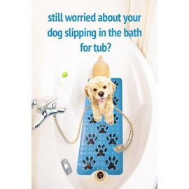 Dog Bath Mat for Tub -Non-Slip Bath Mat for Pet Dogs-Shower Non-Slip Mat Quick Drain Dog Bath Suction Cup and Drain Hole for Bathroom Bath Dog Cat Bath Mat, 39.4x15.7 Inches