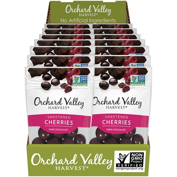 ORCHARD VALLEY HARVEST Dark Chocolate Cherries, 1.9 oz (Pack of 14), Non-GMO, No Artificial Ingredients