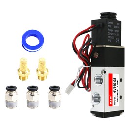 RIH Pneumatics Solenoid Valve 1/4"NPT DC12V Single Coil Pilot-Operated Electric 5Way2Position 4V210 (DC12V Wire, 1/4‘’)