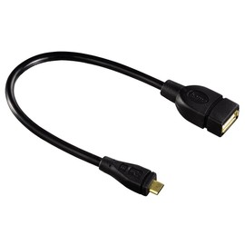 Hama OTG USB Adapter-Kabel (microUSB-Stecker auf USB-Buchse) für Smartphones und Tablets, vergoldet, 0,15 m, schwarz