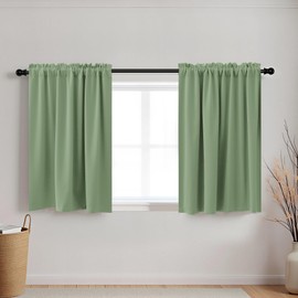 KOUFALL Bathroom Curtains Window,Short Blackout Boho Sage Green Decorative Privacy Curtain 18 x 24 Inch Length