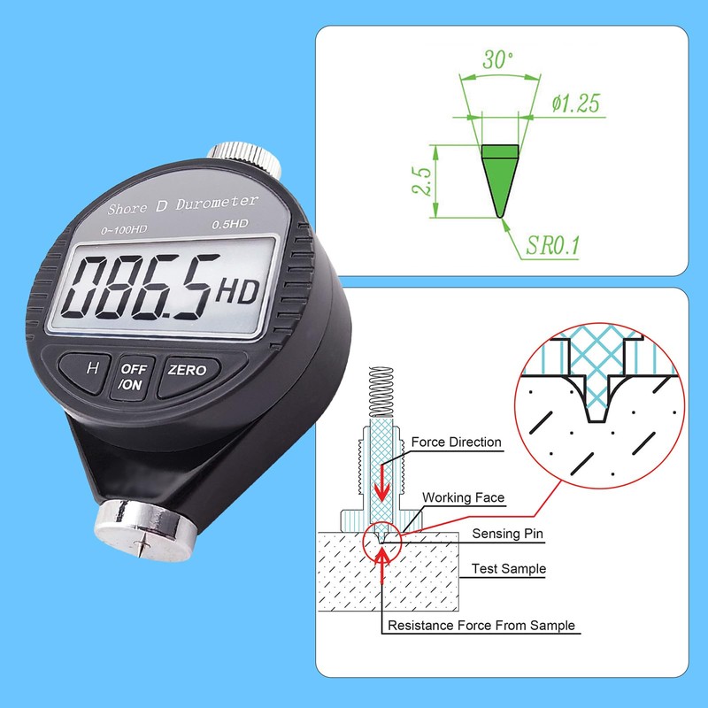 Shore D Hardness Tester Meter Portable 0-100HD Digital Durometer D