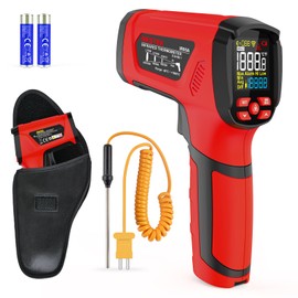MESTEK - Pistola de termómetro infrarrojo, de -40 F 3500 F, termómetro láser dual con sonda K para cocinar, pirómetro industrial sin contacto 501 con 