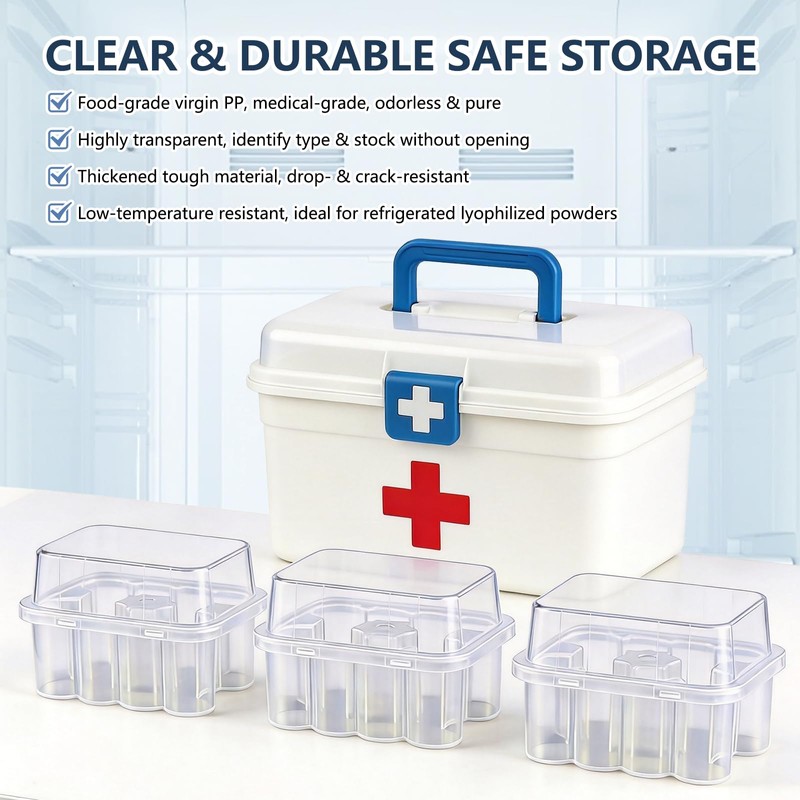 Hounyou 3Pcs Peptide Storage Case for Fridge, 10 Slots 3ml
