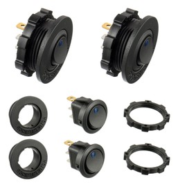 HUAREW Blue LED Lighting Round Switch KCD1-8 12V 20A Waterproof Rocker Switch for Marine and Various Vehicles 3 Pin Waterproof Lighting Switch with Housing (Pack of 2)