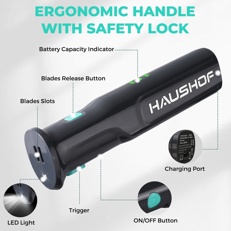 HAUSHOF Cordless Electric Knife Set for Meat Slicing 8V Electric