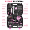 DIFFLIFE 147 Piece Pink Power Drill Drivers Tool Set with