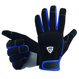 Swift Wear Mechanic Utility Work Gloves Mens & Women Safety Working Touch Screen Comfortable Breathable Gardening (Blue, X-Large)