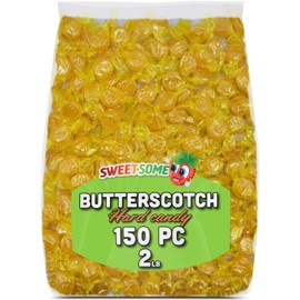 Butterscotch Hard Candy – Smooth Butterscotch Buttons, Rich, Golden Classic (2 lb Bag) Aprox 150 Pieces