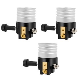 UL Listed E26 Light Socket ，Baocuz Lamp Socket Replacement with ON/Off Switch Knob，Lamp Parts Repair Parts for Table Lamp, Floor Lamp （3 Pack）