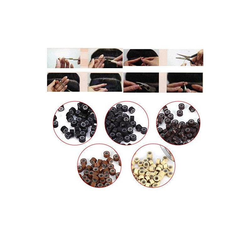 Anillo de extensión de cabello de silicona500PCS/Bottle 5MM Silicona forrada