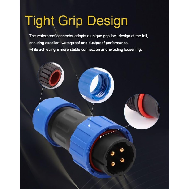 2 Pairs Waterproof Electrical Connectors Male Female Cabel Power Plug