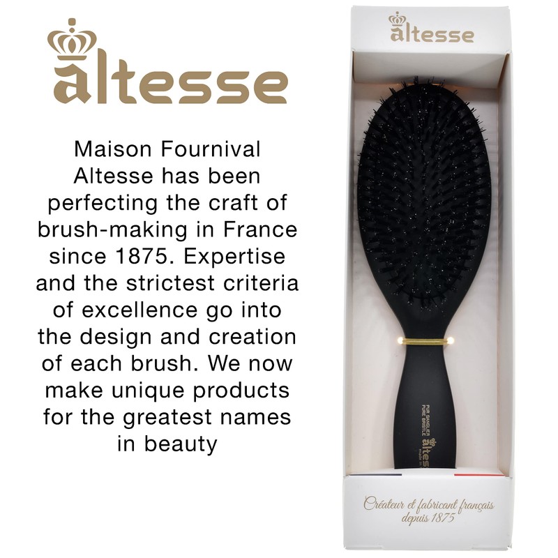 Alteste hairbrush with pure wild boar bristles, 13-row, black
