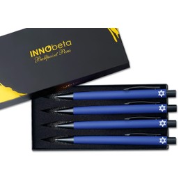 InnoBeta Hanukkah Jewish Gifts for Women, Men, Teens, Ballpoint Pen Set of 4, Chanukkah Themed Gifts for Friends, Coworkers - Jewish Star