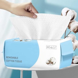 100 Count Disposable Face Towel, Biodegradable Cotton Facial Dry Wipes, Super Soft & Thick Face Cloth, Lint-Free Face Towelettes for Sensitive Skincare, Makeup Remover Dry Wipes, Facial Cleansing Absorbent Cleaning Gentle Smooth - Size: 100 Count (Pack o