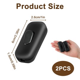 Lnline Switch Intermediate Switch, 6 A 250 V Cable Switch for All Types of Electric Lamps, Suitable for Table Lamps, 2 and 3 Core Supply Lines, Pack of 2