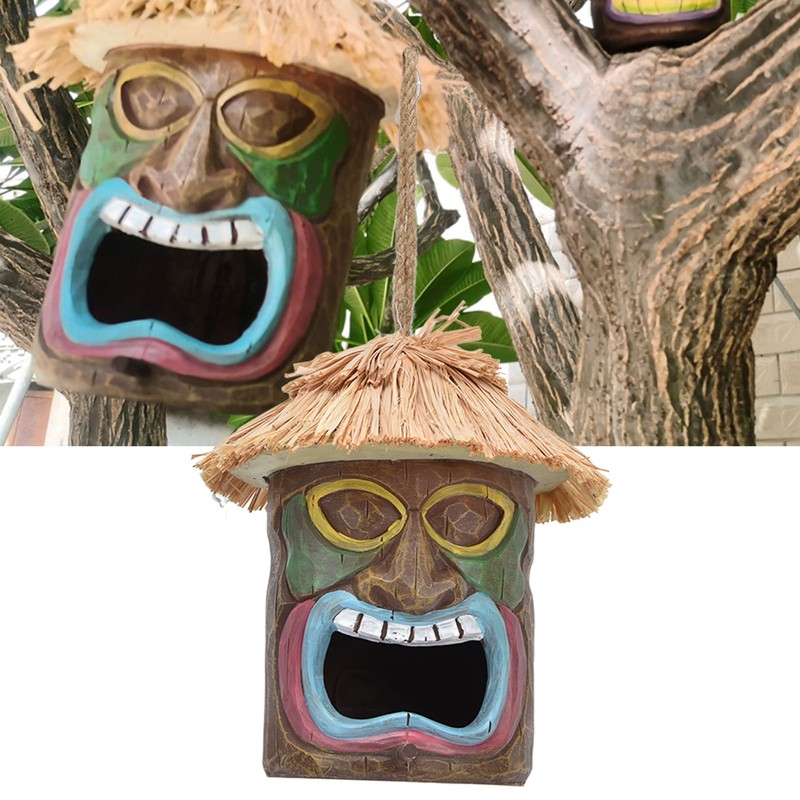 Hand Made Birdhouse Covered Resin Bird Feeder for Home Garden