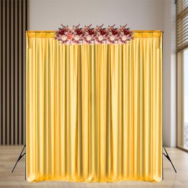 Elegant Wrinkle-Free Backdrop Curtain – Polyester Drape for Wedding, Party, Baby Shower Photography – Large Photo Booth Background for Events Home Décor – Gold 3 x 3 Meters Panel with Rod Pocket