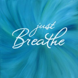Just Breathe 8x8 Inch Square Wall Art Inspirational Quote Painting Print Teal Artwork Wall Decor Unframed